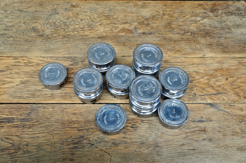 Old Toledo Chrome Puck Scale Weights